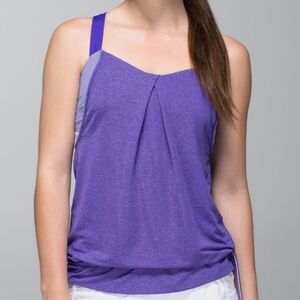 🍀Lululemon Rest Less Tank in Heathered Bruised Berry/Wee Stripe Bruised